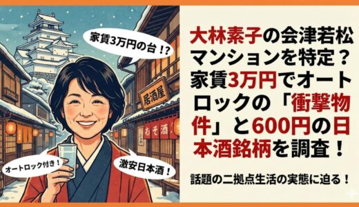 大林素子の会津若松マンションを特定？家賃3万円でオートロックの「衝撃物件」と600円の日本酒銘柄を調査！